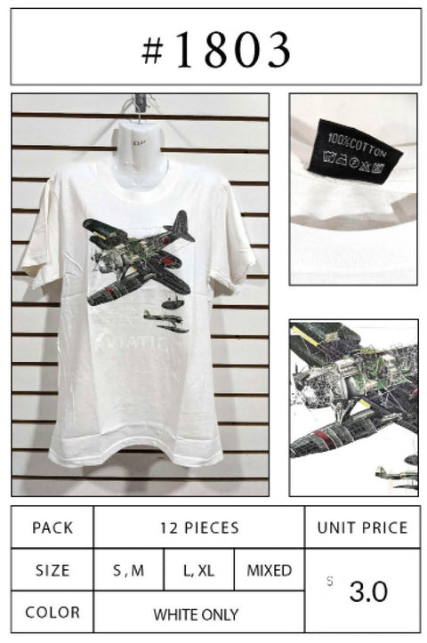 #1803 White Tee with Print