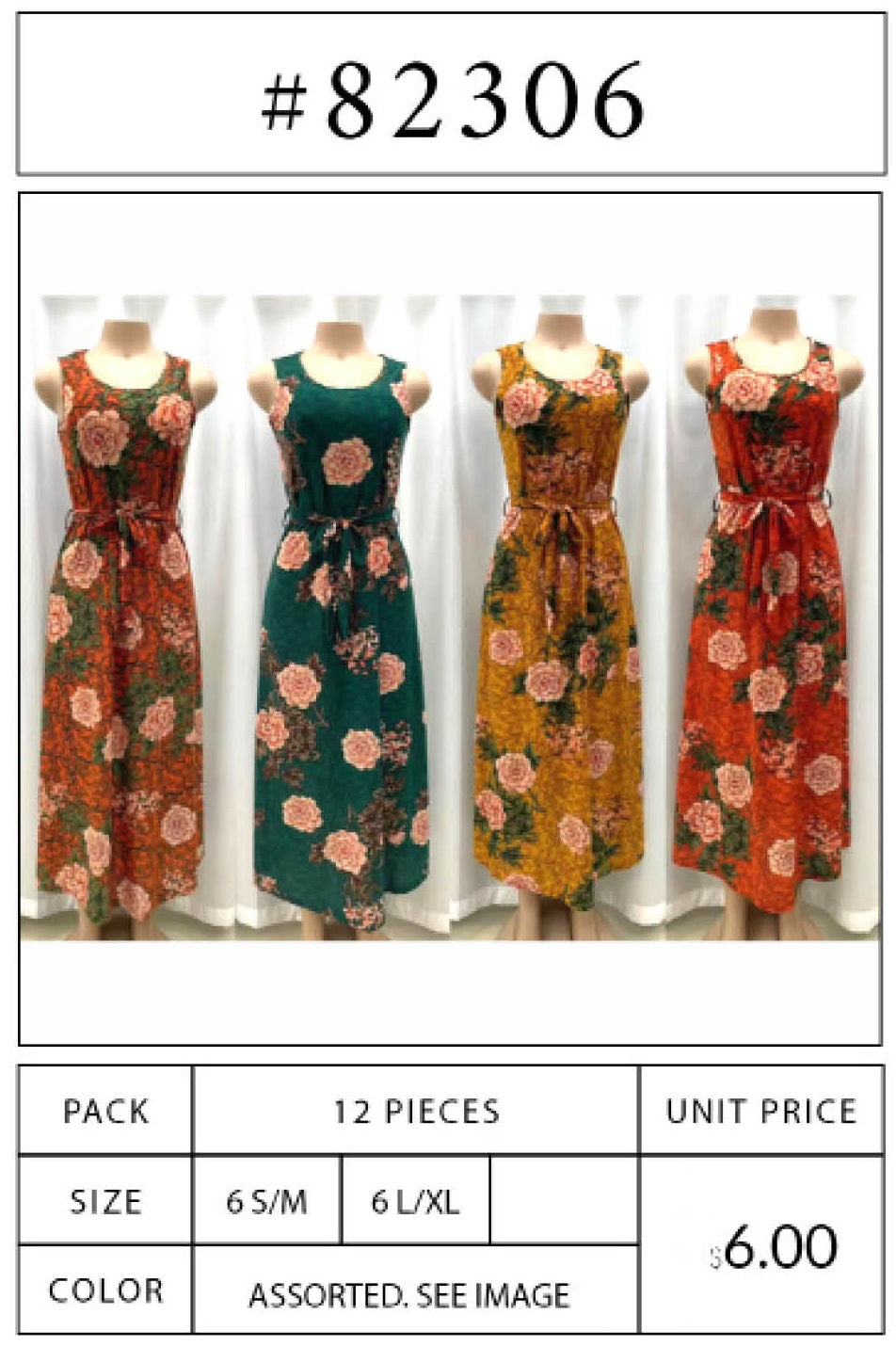 Style: #82306Package Unit: 12 pc/ pack. 48pc/caseSizes: S/M