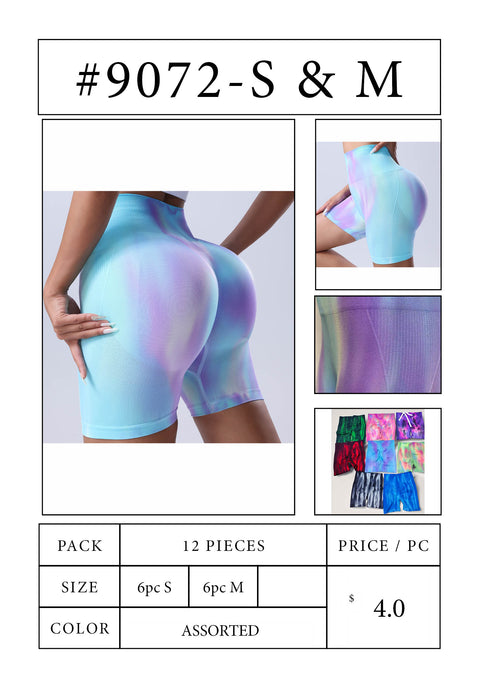 #9072 Aurora Gradient High-Waist Biker Shorts - S & M