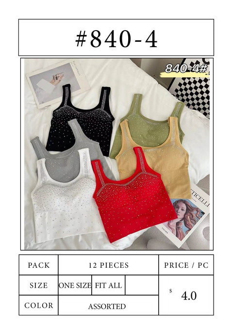 #840-4 Rhinestone Seamless Top