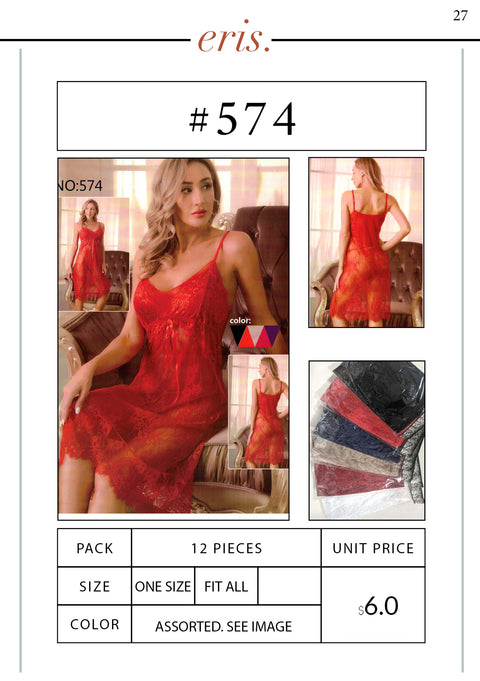 #574 Babydoll Lingerie 2 Piece Set (Dress & Panty)