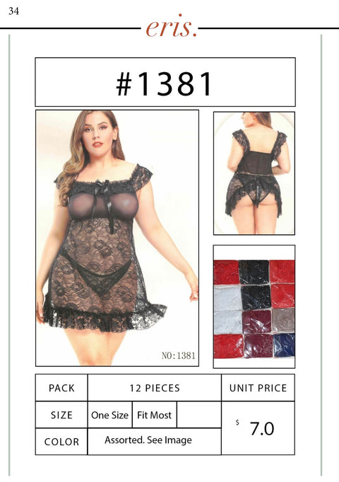 #1381 Babydoll Lingerie 2 Piece Set