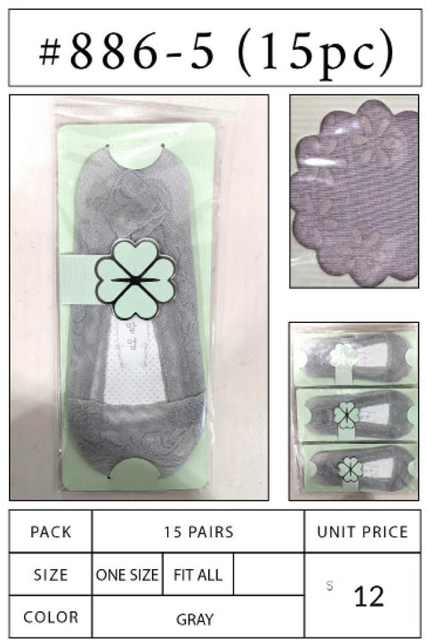 #886-5 (15PC) Lace Socks