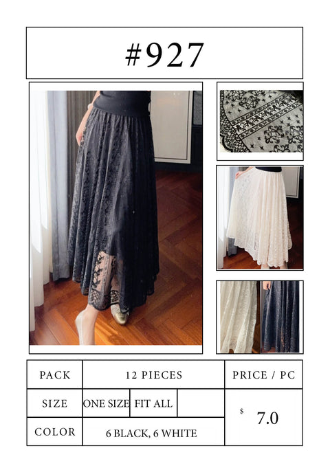 #927 Vintage Floral Lace Maxi Skirt