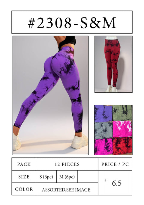 #2308 Tie-Dye High-Waist Leggings - S & M