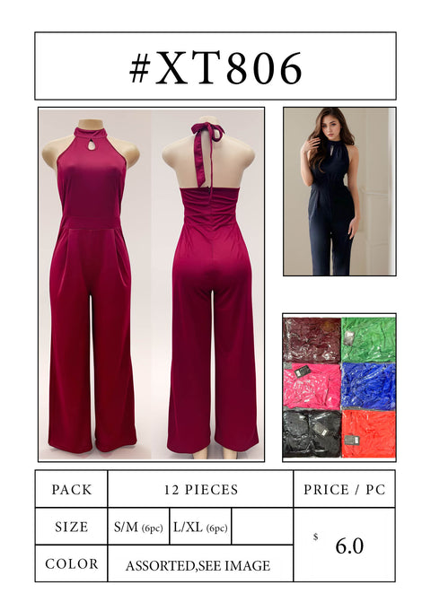 #XT806 Halter Neck Jumpsuit With Keyhole