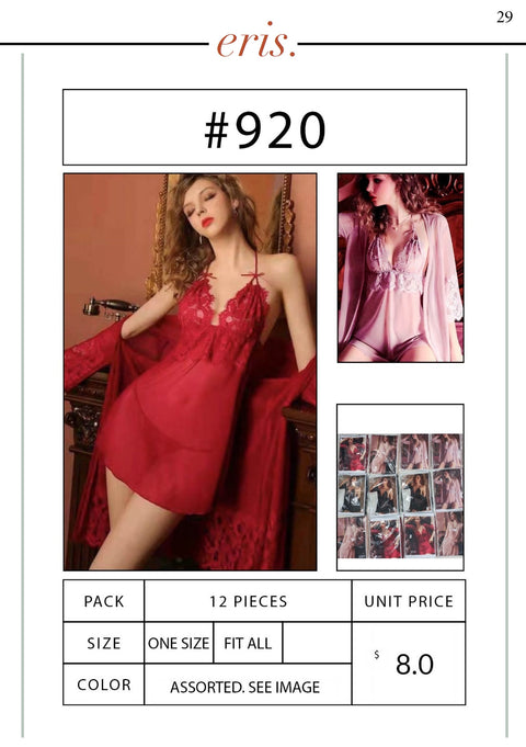 #920 Babydoll Lingerie 3 Piece Set