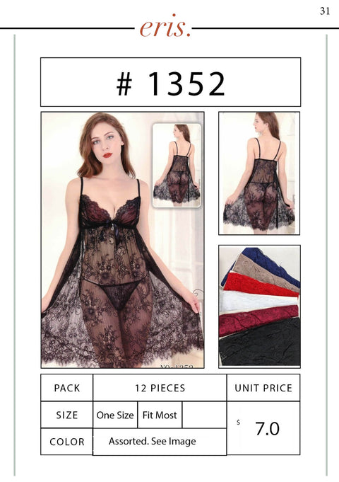 #1352 Babydoll Lingerie 2 Piece Set