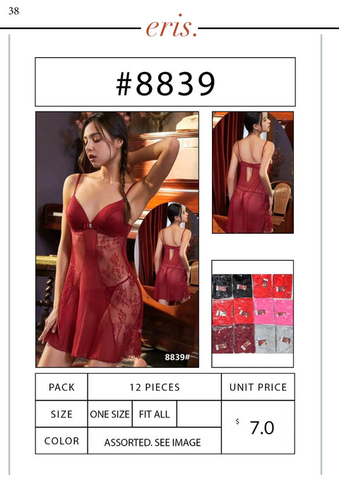 #8839 Babydoll Lingerie 2 Piece Set