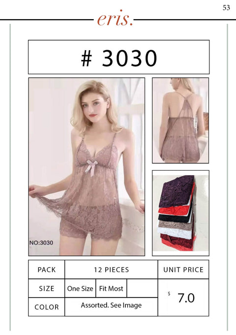 #3030 Babydoll Lingerie 2 Piece Set
