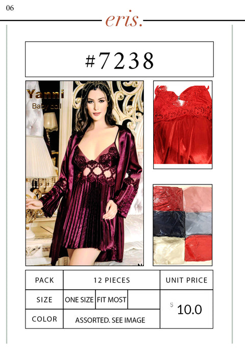 #7238 Babydoll Lingerie 3 Piece Set