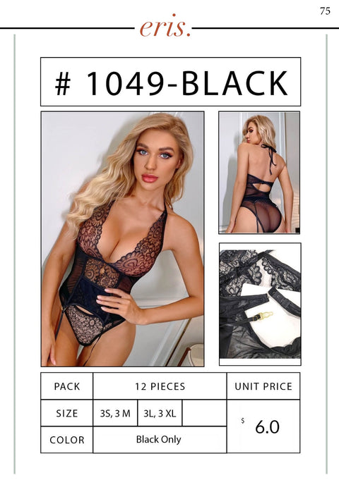 #1049 Babydoll Lingerie (2 Pieces , Black Only)