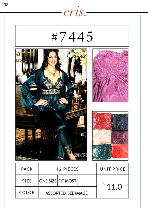 #7445 Babydoll Lingerie 3 Piece Set