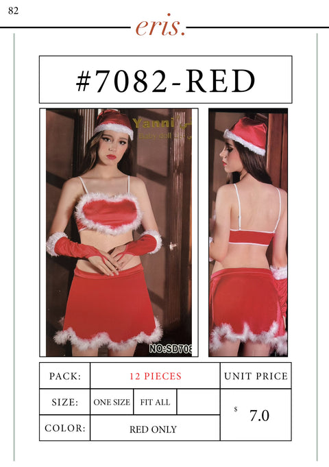 #7082 Babydoll Lingerie (2 Pieces , Red Only)